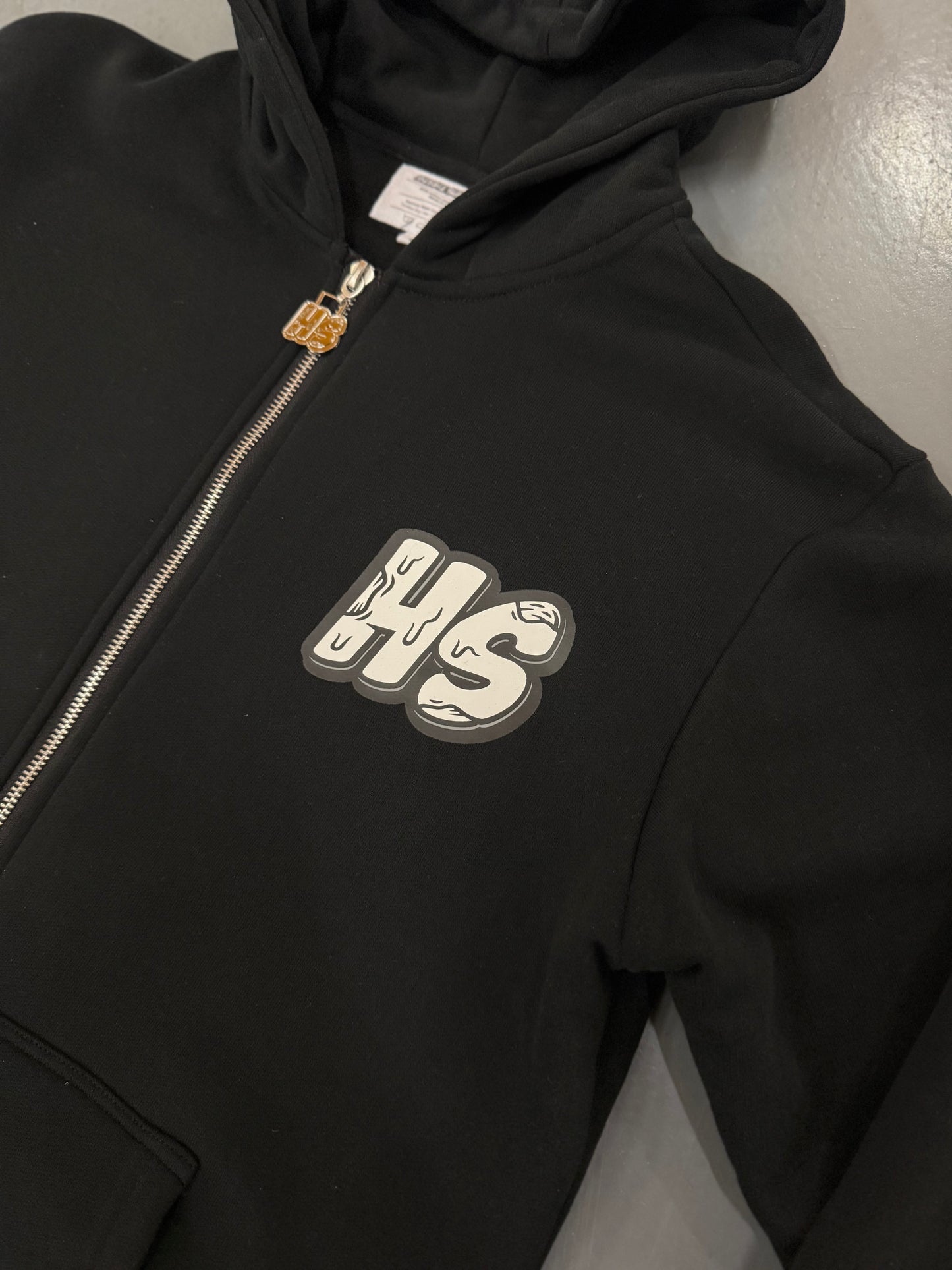 Signature Initial Zip-Up - Black