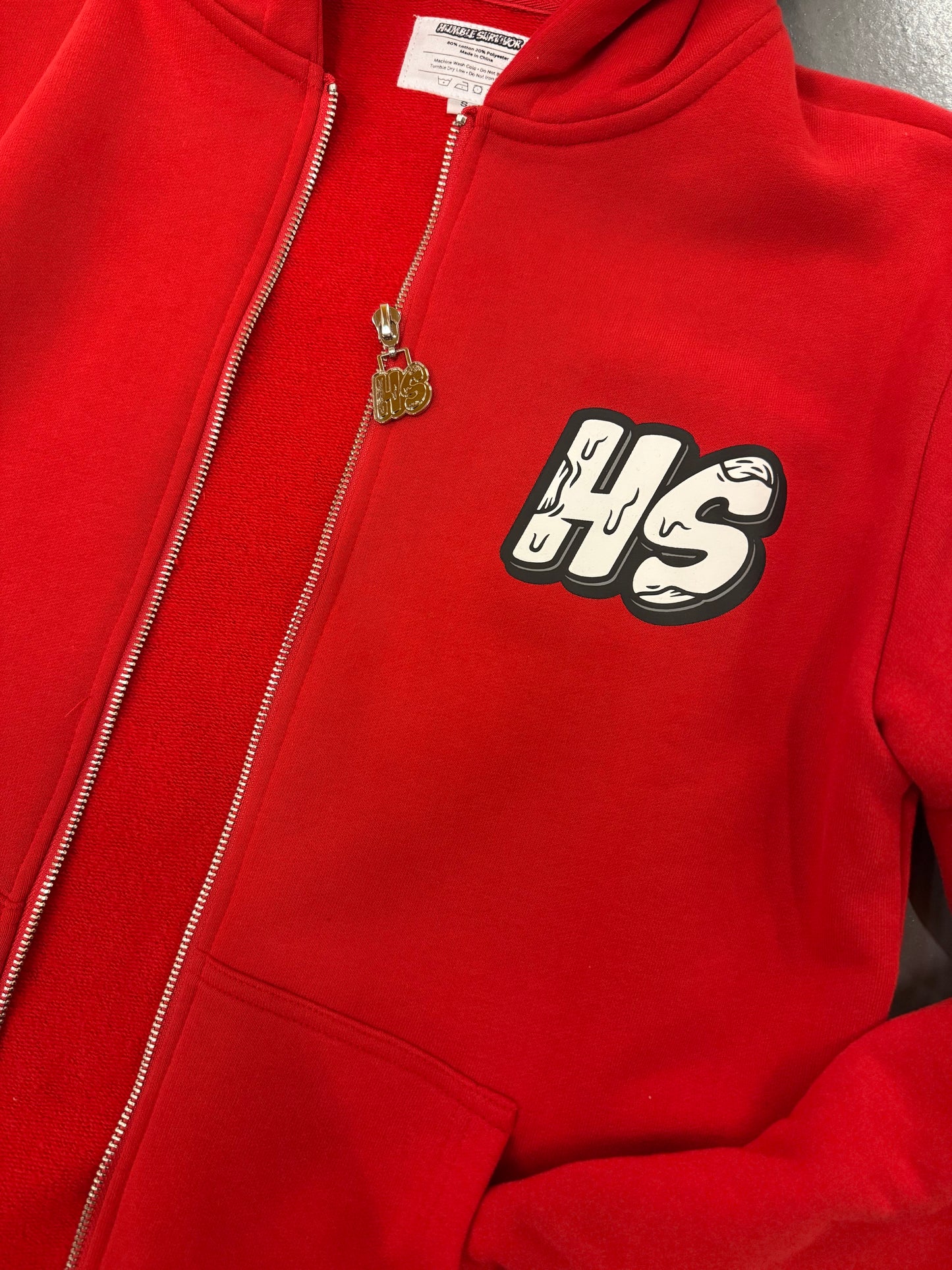 Signature Initial Zip-Up - Red