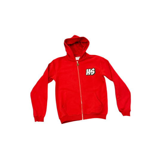 Red Zip-Up Hoodie - Bold Streetwear Jacket
